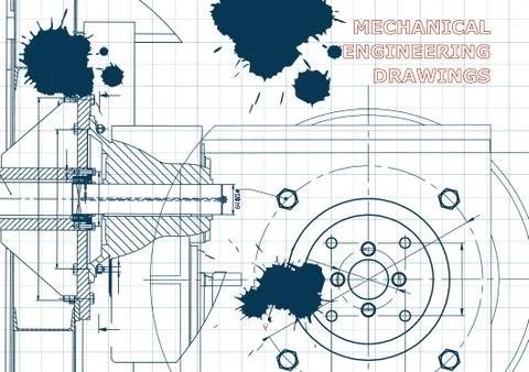 Blueprints. Engineering backgrounds. Draft. Ink. Blots Stock Illustration