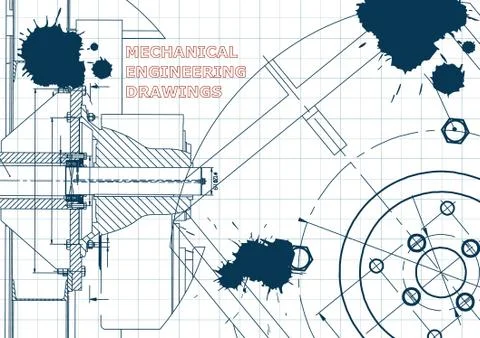 Blueprints. Engineering backgrounds. Draft. Ink. Blots Stock Illustration