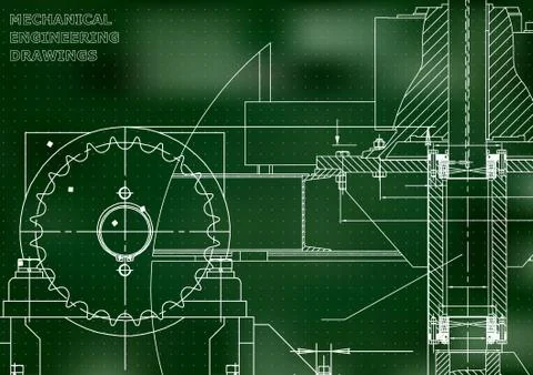 Blueprints. Engineering backgrounds. Mechanical engineering drawing Stock Illustration