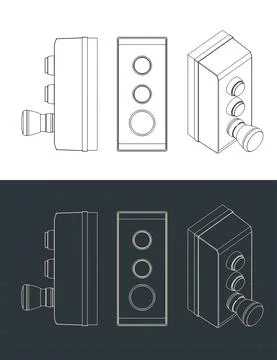 Blueprints of Push Button Switch Control Box イラスト素材