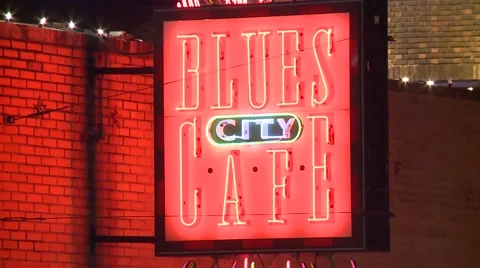 Blues Cafe Sign Vídeo Stock 52549139
