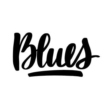 Blues lettering. Vector ink hand drawn design. Stock Illustration