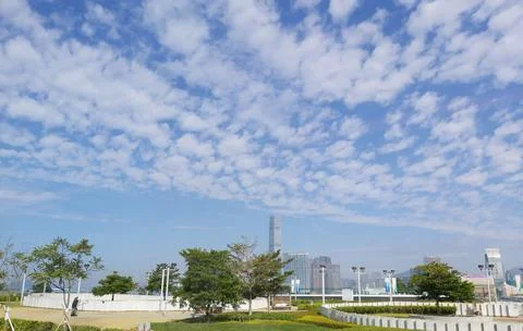 Bluesky with white cloud layer Stockfoto's