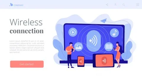 Bluetooth connection concept landing page. Stock Illustration
