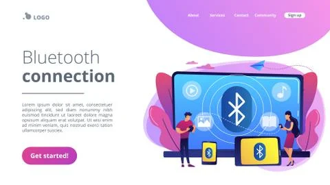 Bluetooth connection concept landing page. 스톡 일러스트