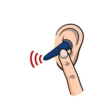 Bluetooth in ear. Conversation with the support service. Stock Illustration