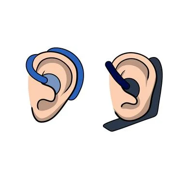 Bluetooth in ear. Mobile device for hand-free technology. Stock Illustration