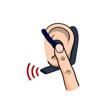 Bluetooth in ear. Mobile device for hand-free technology. Stock Illustration