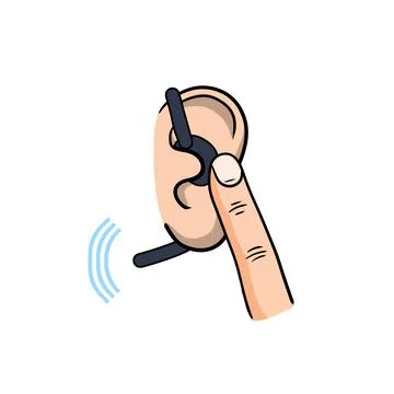 Bluetooth in ear. Mobile device for hand-free technology. Stock Illustration