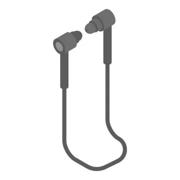 Bluetooth earphone wire icon, isometric style Stock Illustration