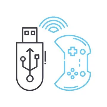 Bluetooth game controller line icon, outline symbol, vector illustration 스톡 일러스트