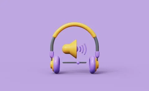 Bluetooth headphones - 3D render. Minimal music concept Stock-Illustration