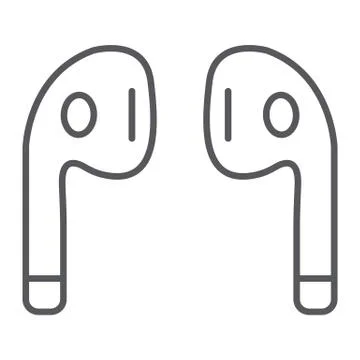 Bluetooth headphones thin line icon, music and sound, wireless headphones sign 스톡 일러스트