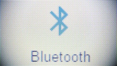 Bluetooth icon on computer display. Bluetooth communication data transfer Video stock 111441910