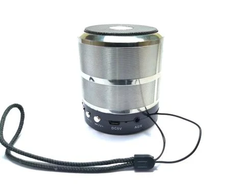 Bluetooth speaker, wireless portable speaker, speaker white background, music Stock Photos