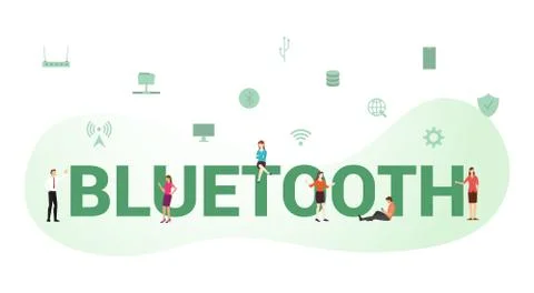 Bluetooth wireless technology smartphone concept with big word or text and te Stock-Illustration