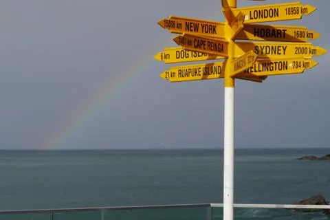 Bluff sign with distant rainbow Stock Photos