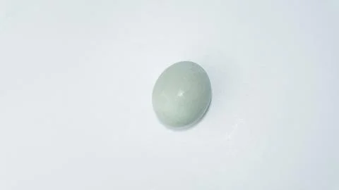 Bluish colored raw duck egg isolated on white background. Flat lay top view Stock Photos