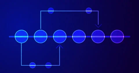Bluish creative network timeline growth chart with circles blinking 4K. Stock Footage 333451175