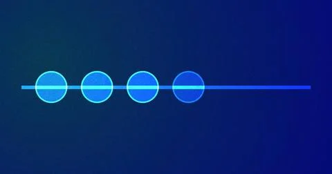 Bluish creative network timeline growth chart with circles blinking. Tech c.. 库存插图