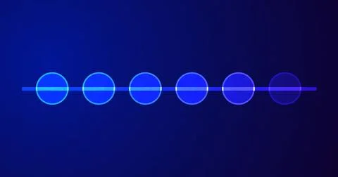 Bluish creative network timeline growth chart with circles blinking. Tech c.. 库存插图