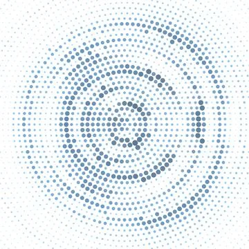 Bluish grey dotted circle with halftone effect. Simple vector graphics Stock Illustration