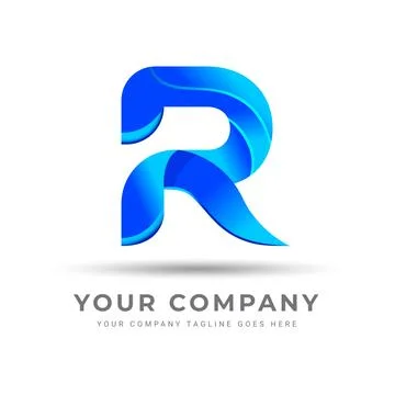 Bluish R logo design for elegant company logo Stock Illustration