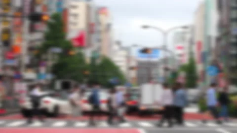 Blur Abstract Timelapse of Crowd of commuter and workers crossing street Stock-Footage 187739217