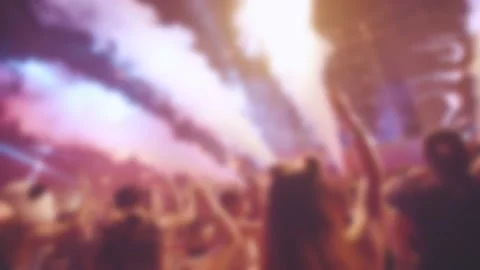 Blur and slow motion audience dancing and jumping on concert Stock Footage 221214199