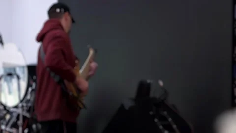 Blur,the artists are preparing for the performance, preparing the stage Stock Footage 260472746