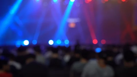 Blur background of Crowd People in the live show; abstract bokeh background Stock Footage 125399765
