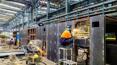 Blur background of electrical engineer are working on factory site, Technicia Foto stock