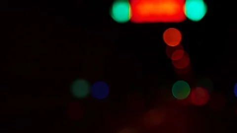 Blur background. Flickering bokeh circles of night traffic Stock Footage 112713776