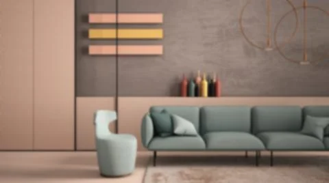 Blur background interior design, contemporary living room, sofa, armchair, ca Stock Illustration