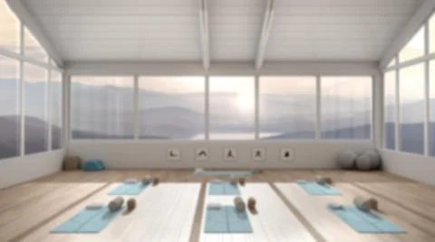 Blur background interior design: empty yoga studio architecture, spatial orga Stock Illustration