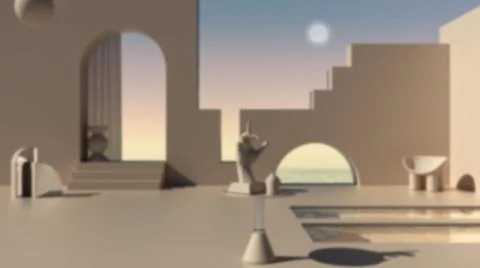 Blur background interior design, imaginary fictional architecture, dreamlike  Illustrazione stock