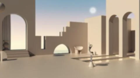 Blur background interior design, imaginary fictional architecture, dreamlike  Illustrazione stock