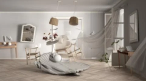 Blur background interior design, living room, home chaos concept with chairs  Stock-Illustration