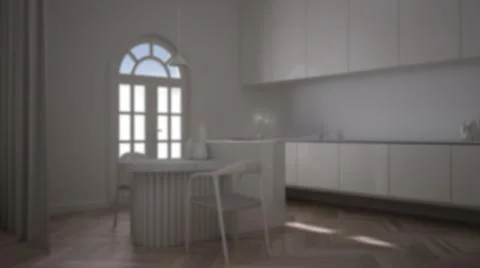 Blur background interior design: luxury elegant kitchen in classic room with  Illustrazione stock