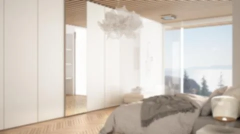 Blur background interior design: master bedroom in contemporary space with pa Stock Illustration