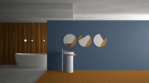 Blur background interior design: minimal bathroom in empty open space, yellow Stock Illustration
