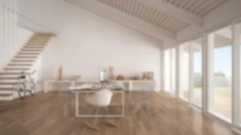 Blur background interior design, minimalist white and gray office, architect  Stock Illustration