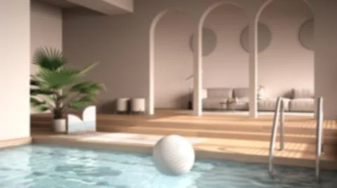 Blur background interior design, minimalist living room, open space with parq Illustrazione stock
