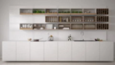 Blur background interior design, minimalistic kitchen, modern architecture Stock Illustration