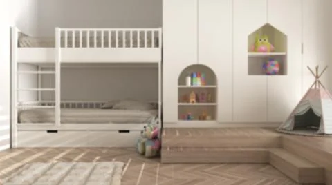 Blur background interior design, modern minimalist children bedroom, herringb Stock Illustration