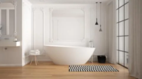 Blur background interior design: modern white bathroom in classic room with w Stock Illustration