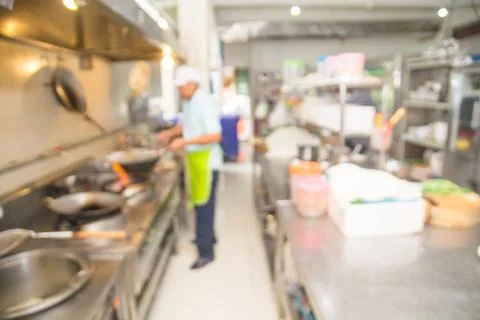 Blur Background of Kitchen with Chef or Cooker Stock Photos