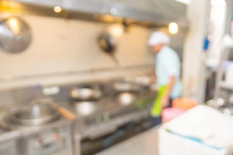 Blur Background of Kitchen with Chef or Cooker Stock Photos