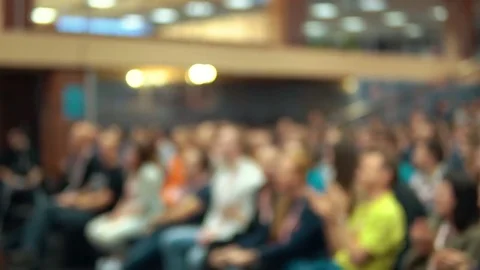 Blur background out of focus seminar room with audience Stock Footage 73327302