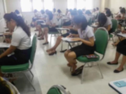 Blur background students were taking an exam in college. Stock Photos